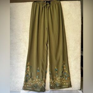 Liv Los Angles Wide Leg Drawstring Pants Boho Y2K Cottagecore Size Small